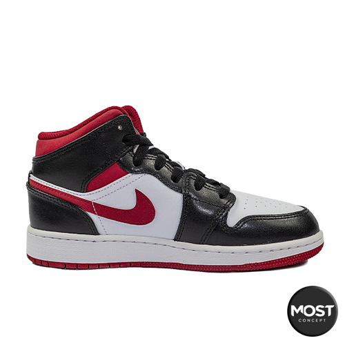 Jordan 1 mid gym red store black white